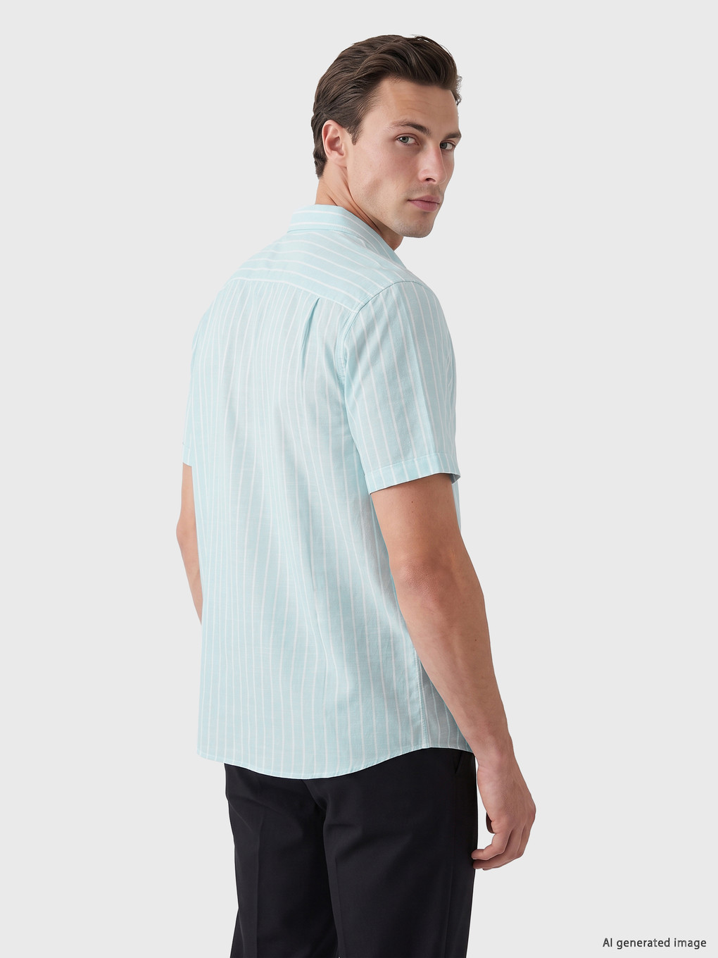 Turkuaz Regular Fit Çizgili Erkek Gömlek-3