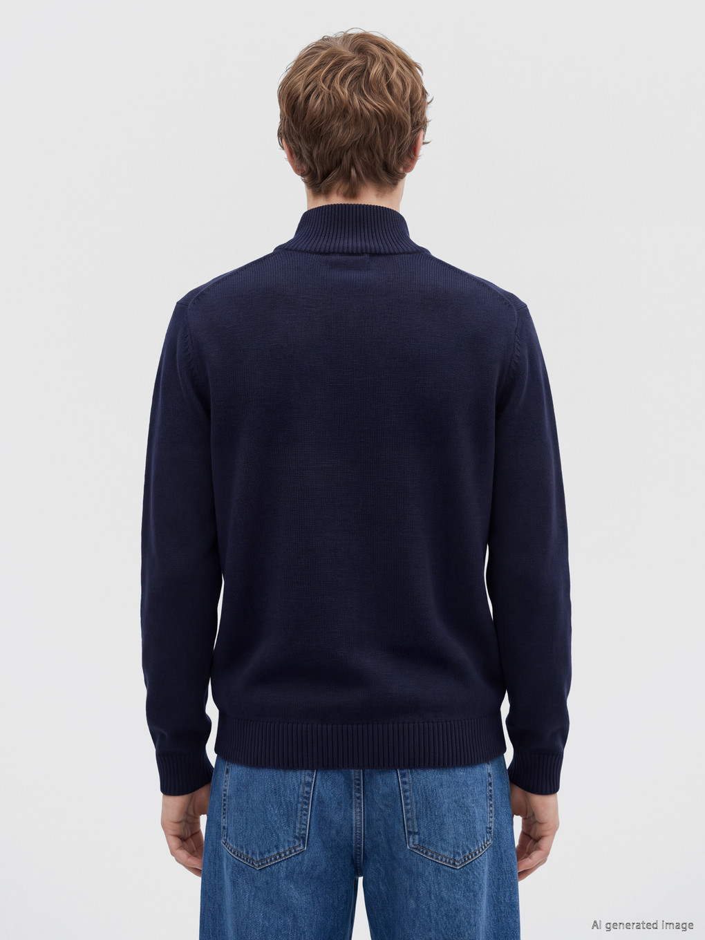 Zippered Stand Collar Men's Sweater-3