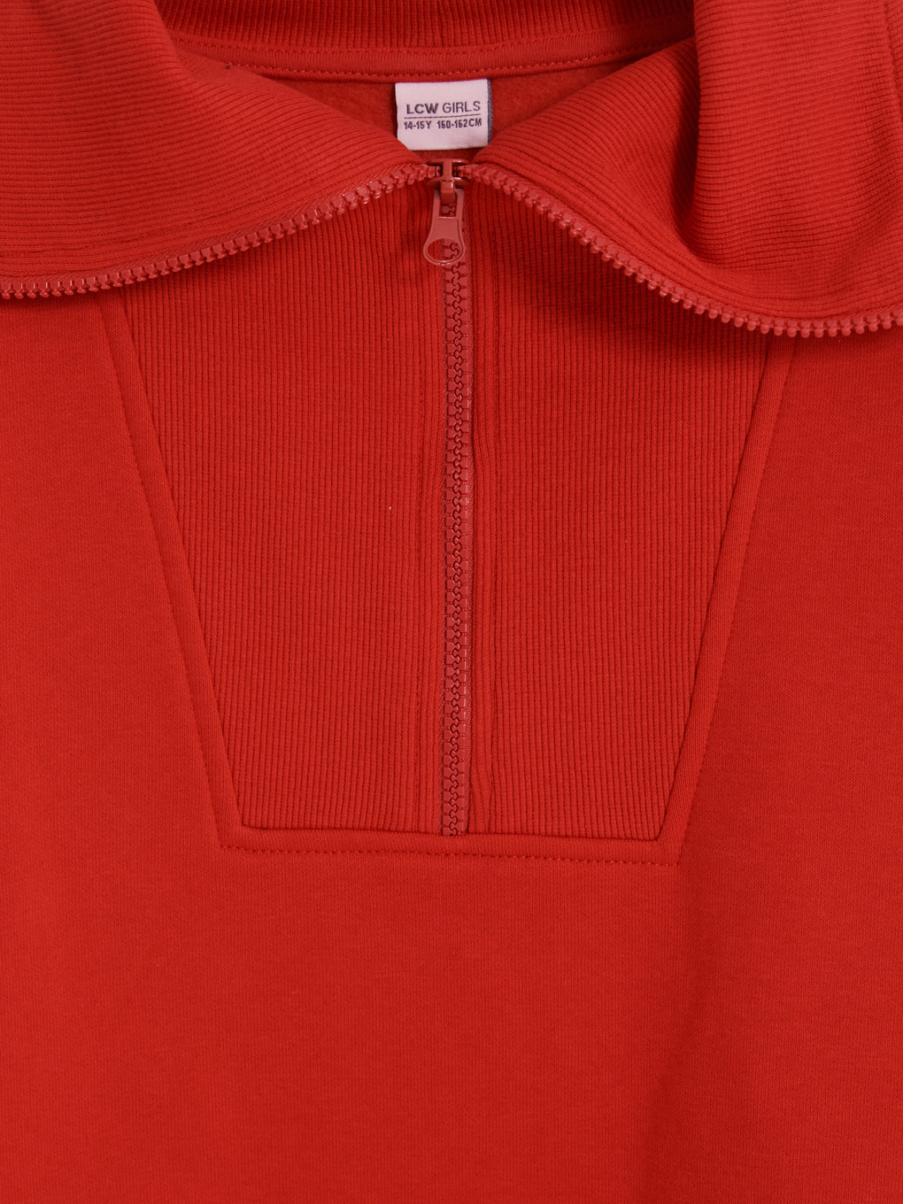 Kırmızı Polo Yaka Kız Çocuk Kalın Sweatshirt-2