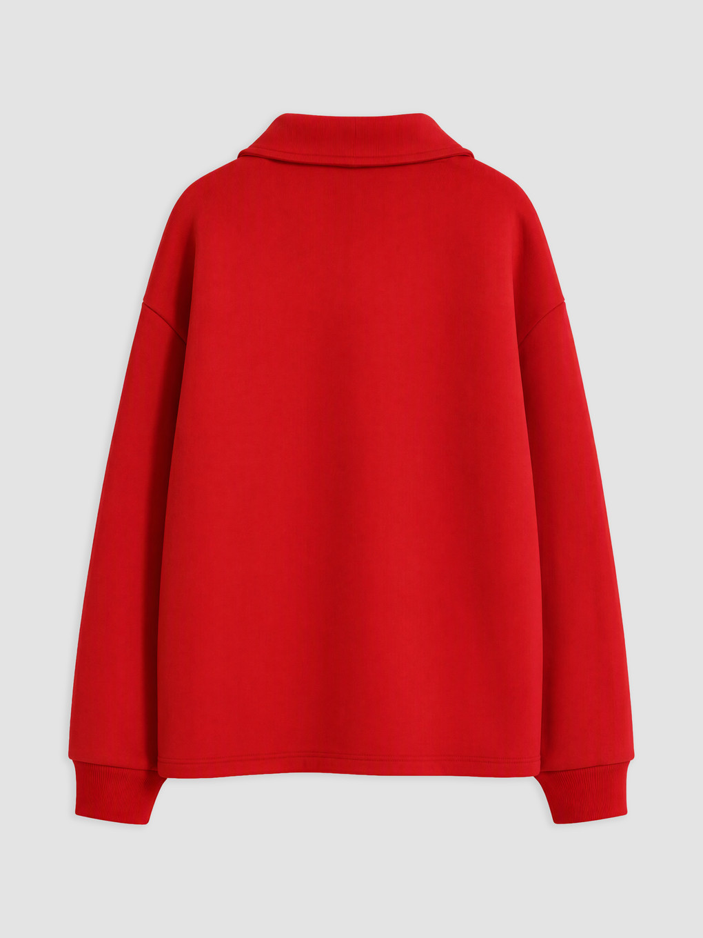 Kırmızı Polo Yaka Kız Çocuk Kalın Sweatshirt-1