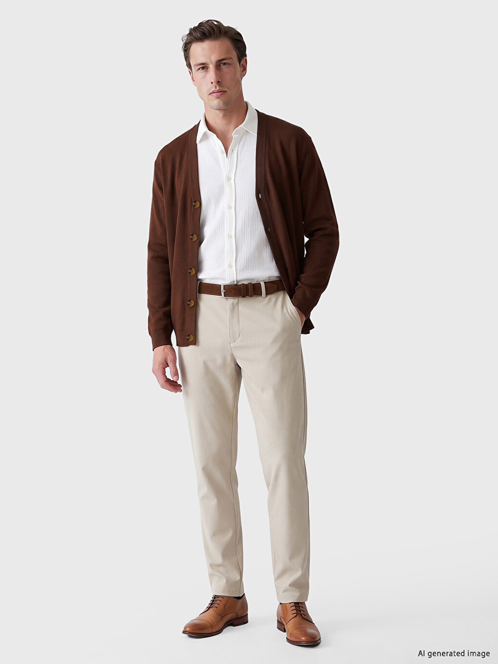 Kahverengi Regular Fit Erkek Triko Hırka-1