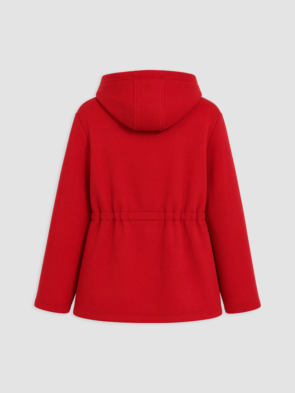 Kırmızı Kapüşonlu Kadın Fermuarlı Sweatshirt-10