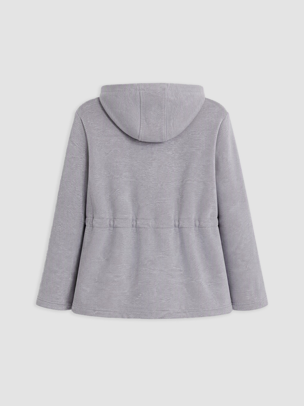 Gri Kapüşonlu Kadın Fermuarlı Sweatshirt-10