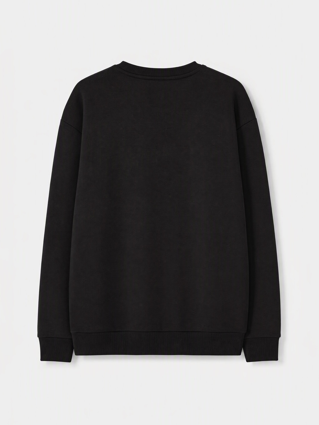 Siyah Bisiklet Yaka Erkek Kalın Sweatshirt-1