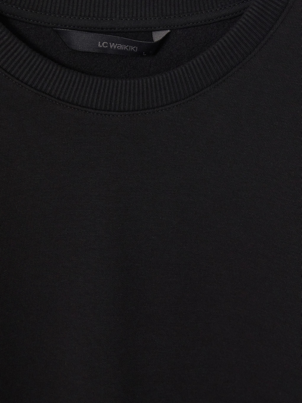 Siyah Bisiklet Yaka Erkek Kalın Sweatshirt-2