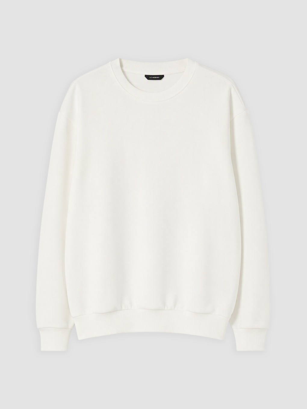 Ekru Bisiklet Yaka Erkek Sweatshirt