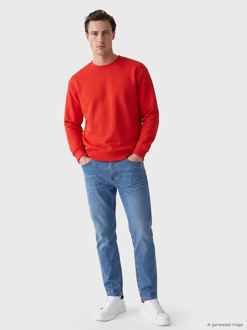 Crew Neck Men's Thick Sweatshirt-1