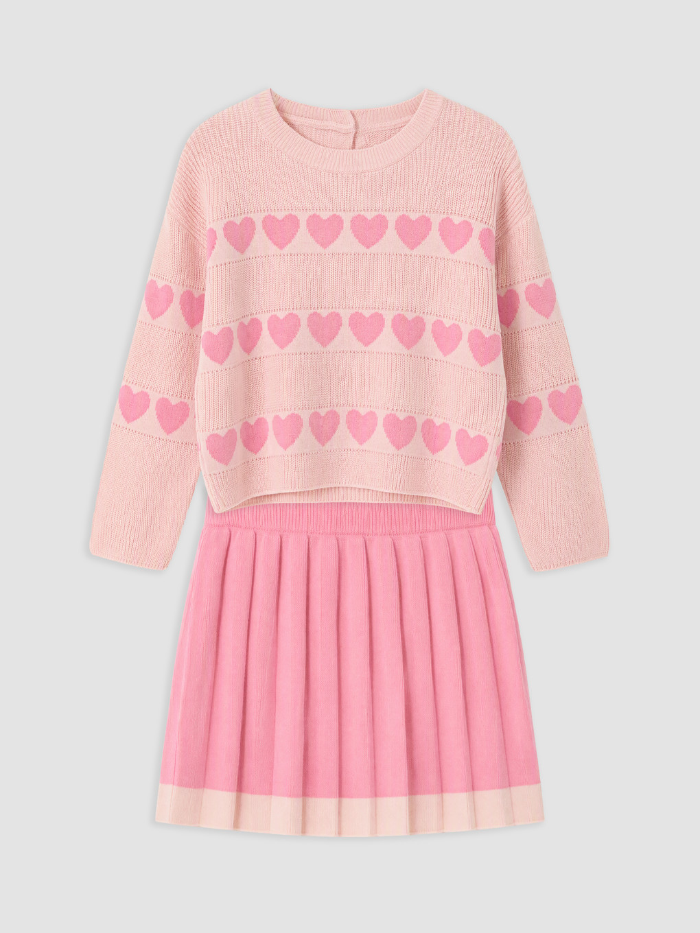 Heart Patterned Girls' Knitwear Set