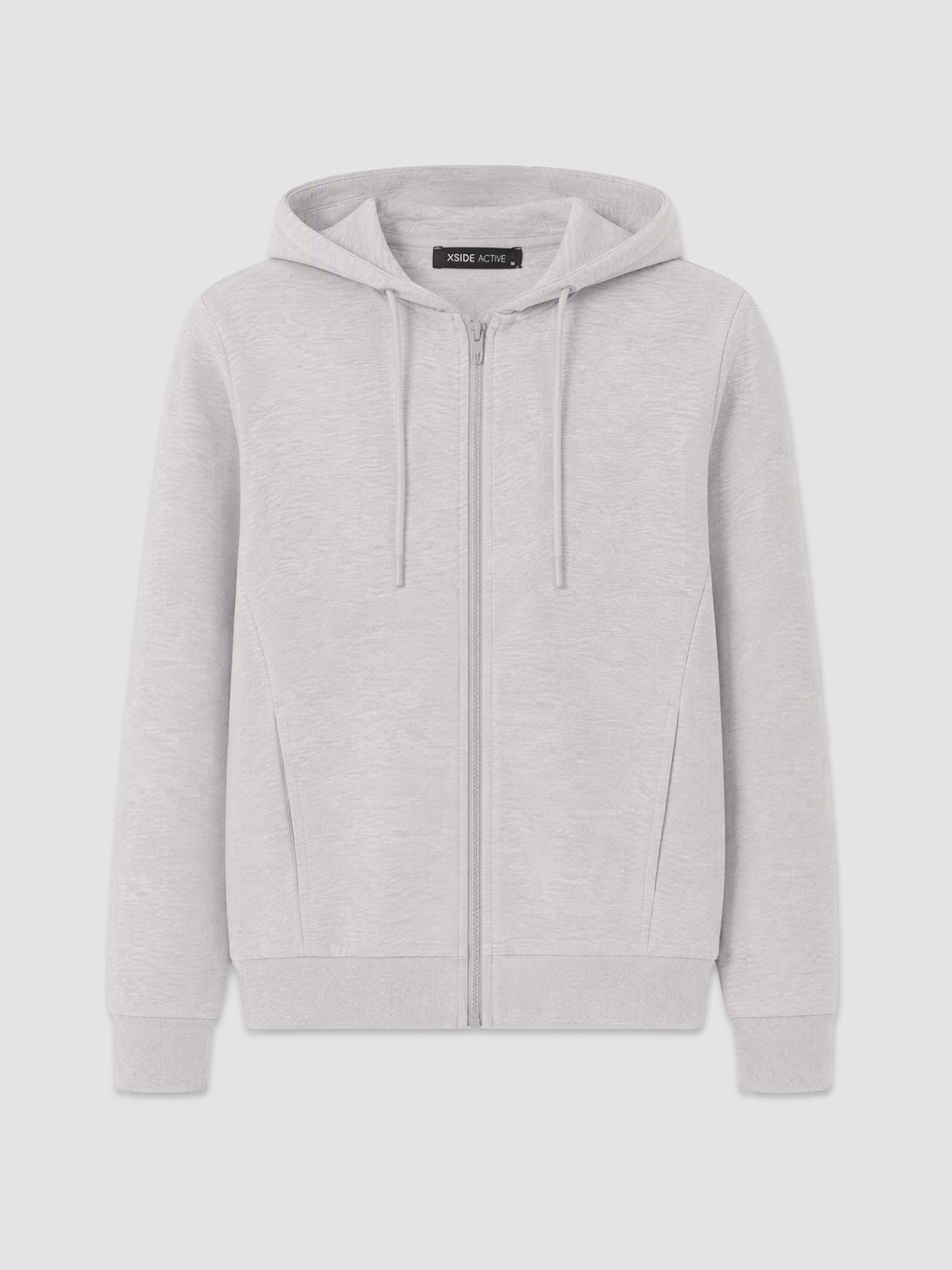 Gri Kapüşonlu Erkek Fermuarlı Sweatshirt