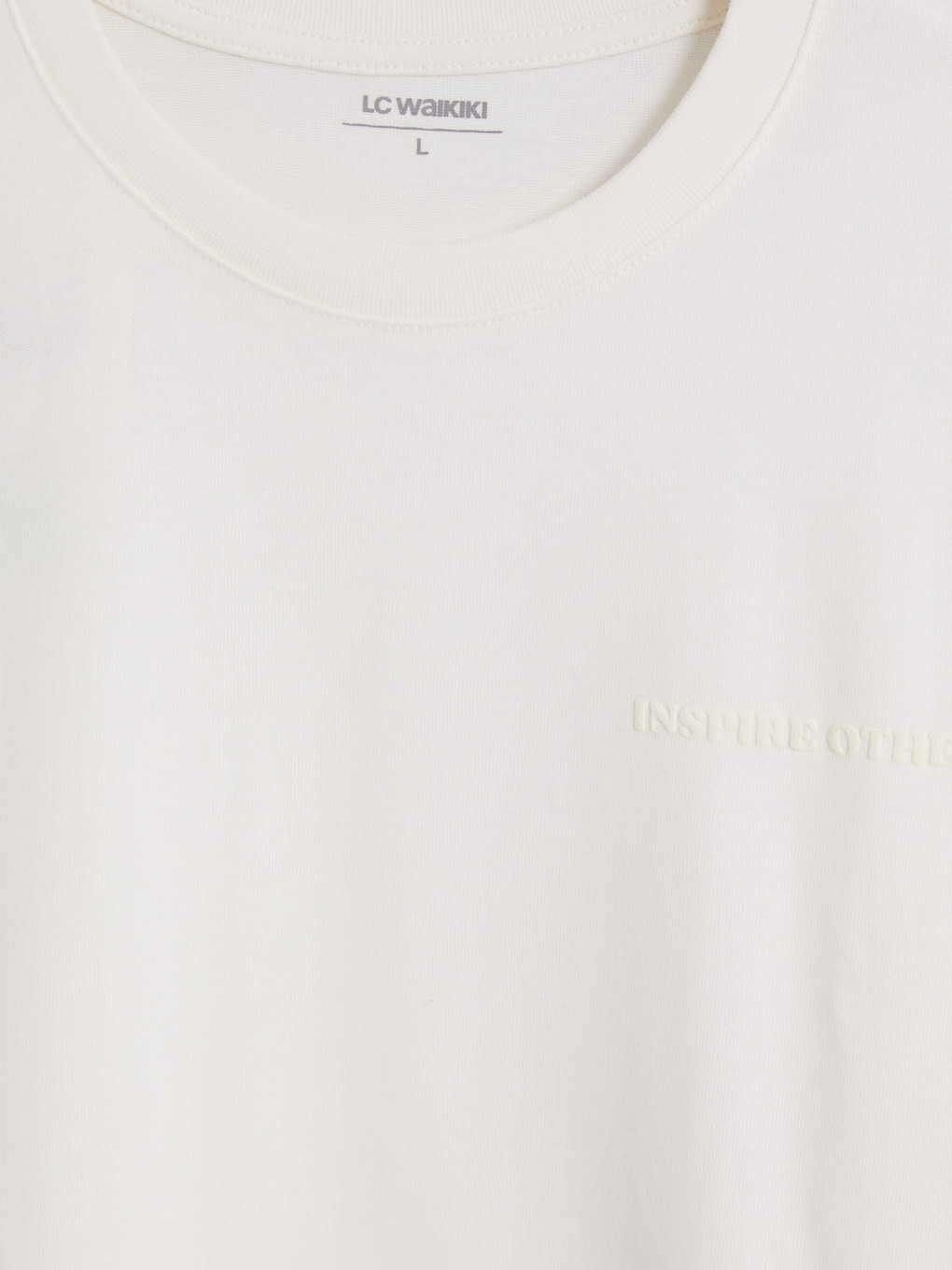 Ekru Bisiklet Yaka Nakışlı Erkek Sweatshirt-2