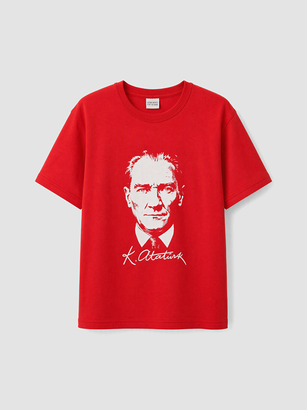 Kırmızı Atatürk Baskılı Erkek Çocuk Tişört