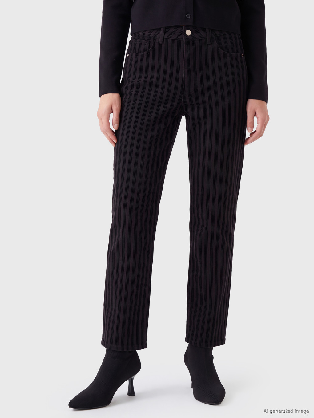 Striped Straight Jeans-1