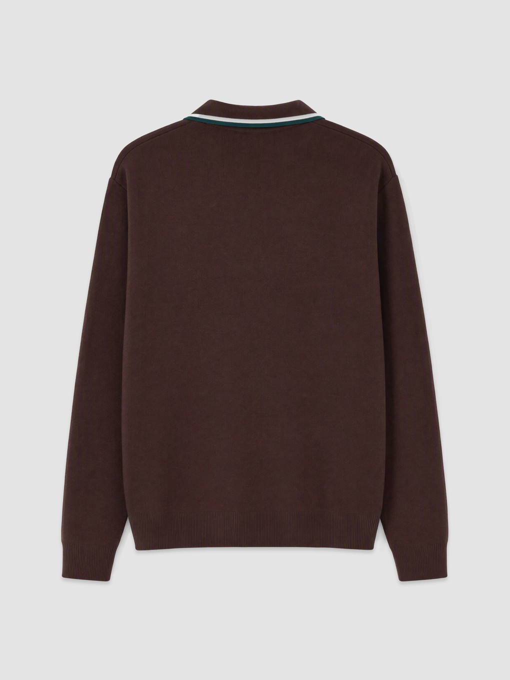 Kahverengi Polo Yaka Nakışlı Erkek Tişört-5