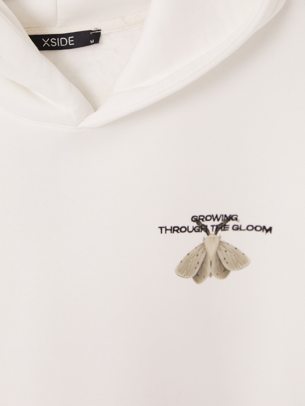 Beyaz Nakışlı Erkek Hoodie-6