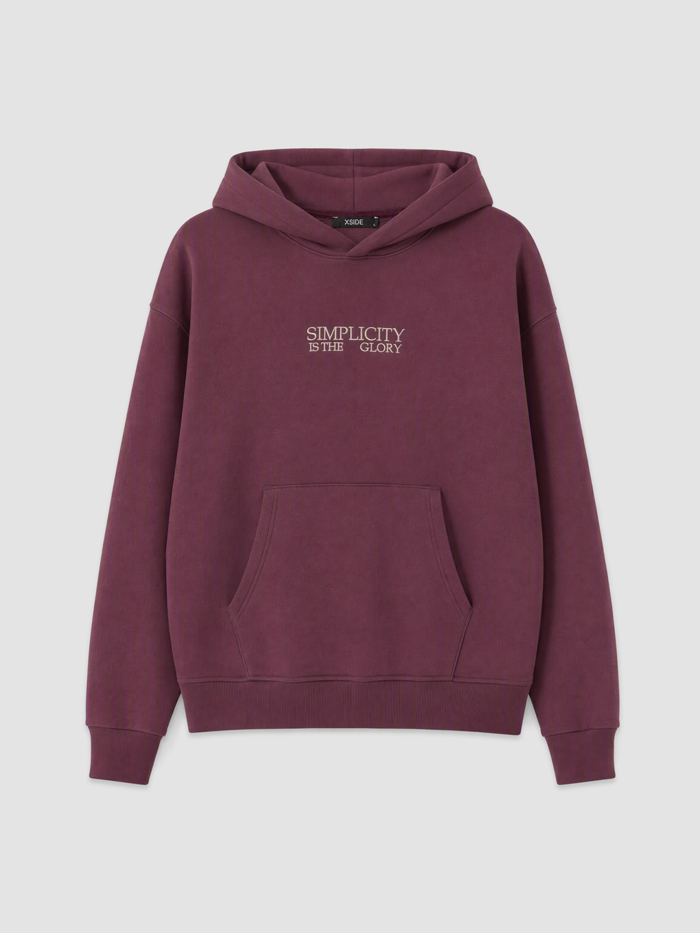 Bordo Nakışlı Erkek Hoodie-4