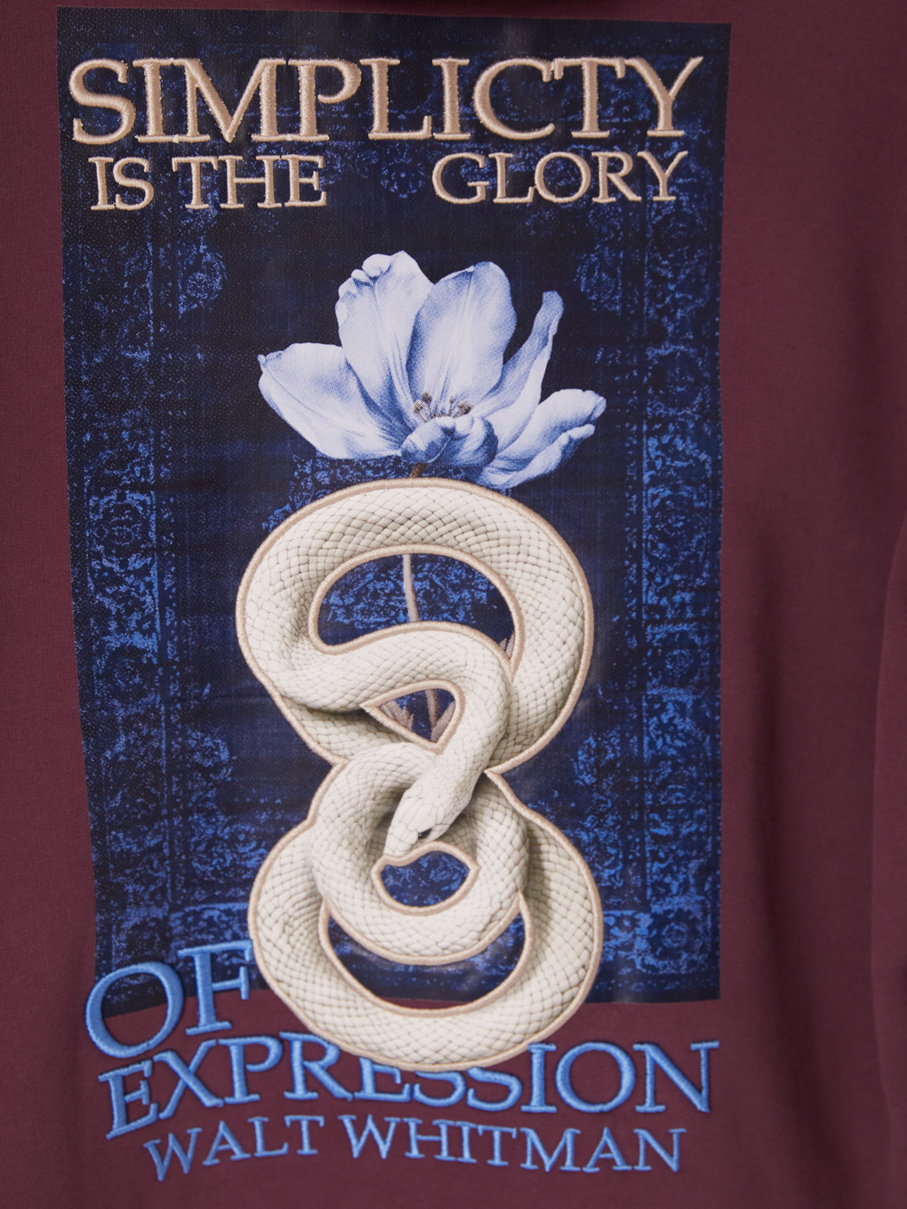 Bordo Nakışlı Erkek Hoodie-7