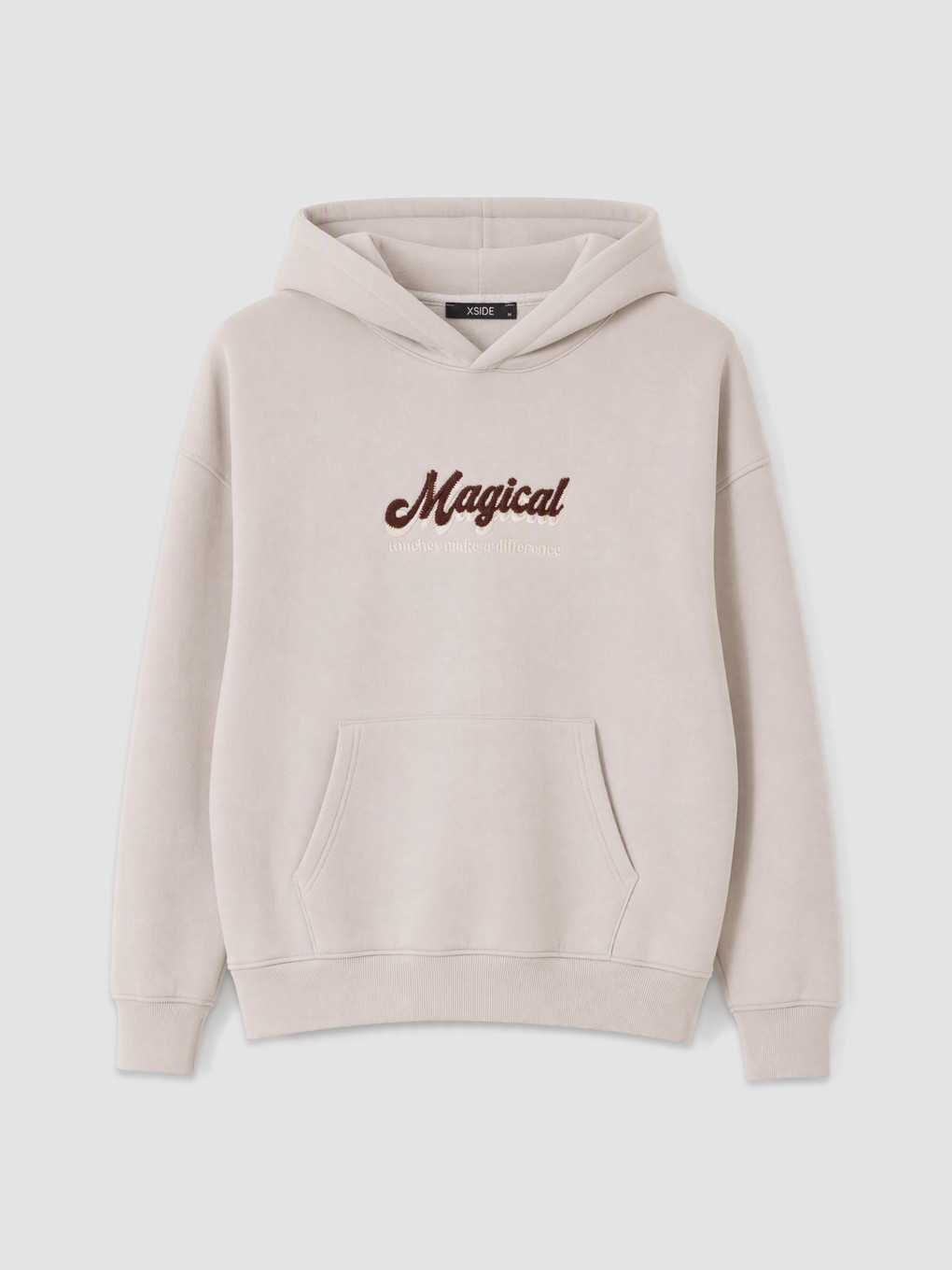 Gri Nakışlı Erkek Hoodie-4