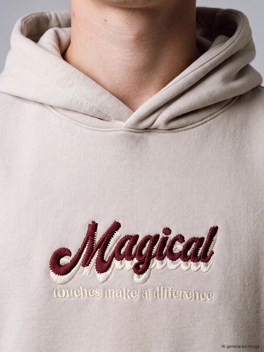 Gri Nakışlı Erkek Hoodie-3