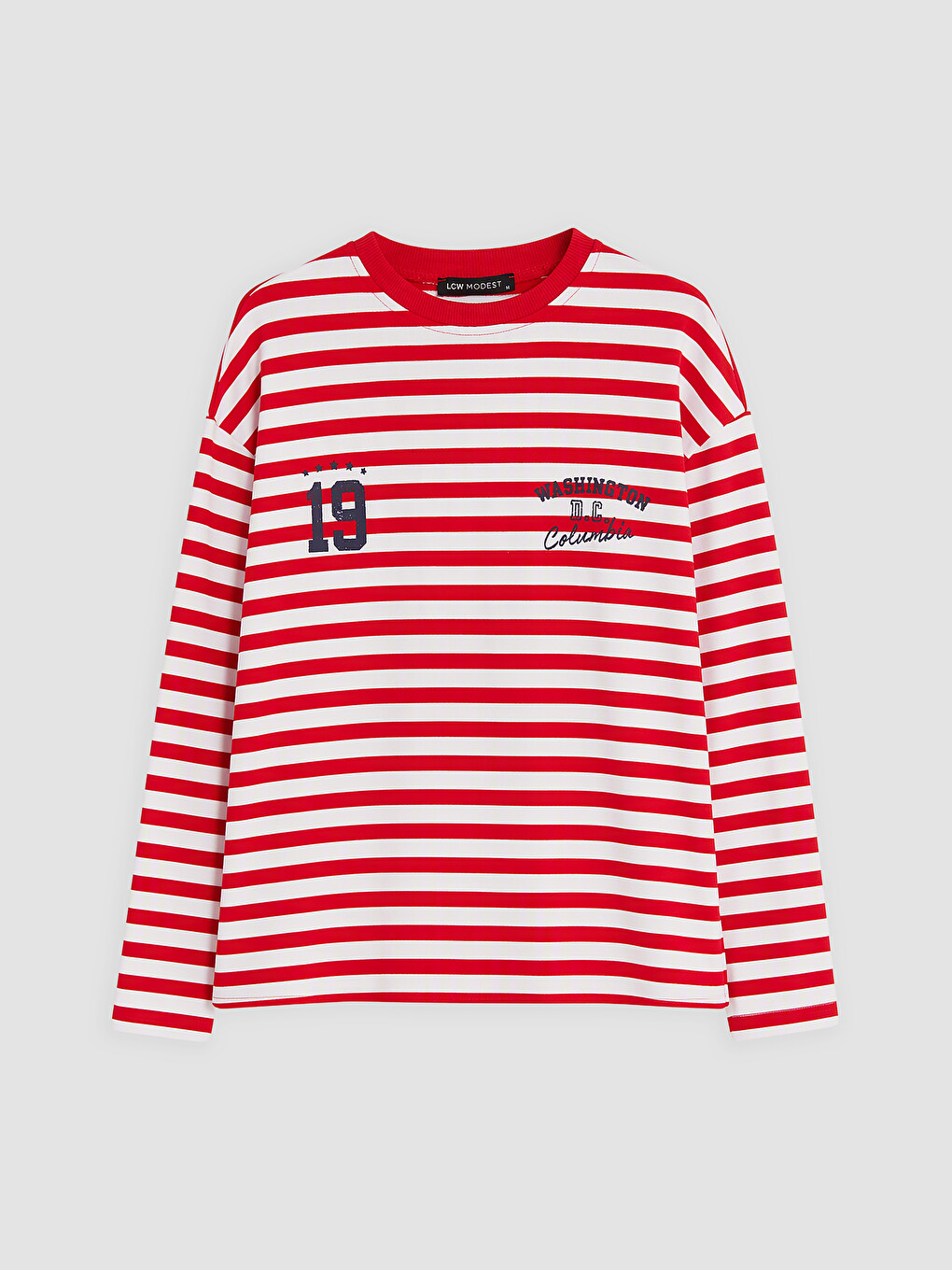 Kırmızı Çizgili Kadın Sweatshirt Tunik