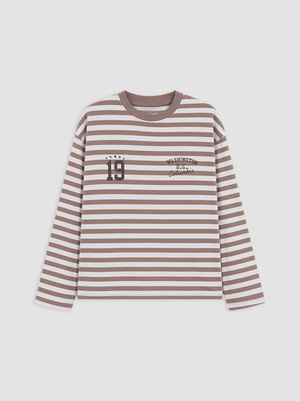 Kahverengi Çizgili Kadın Sweatshirt Tunik
