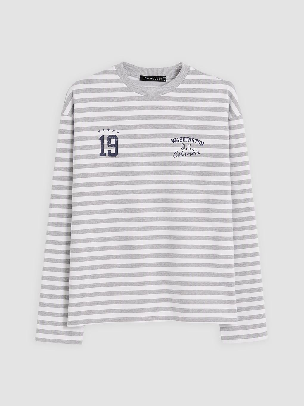 Gri Çizgili Kadın Sweatshirt Tunik