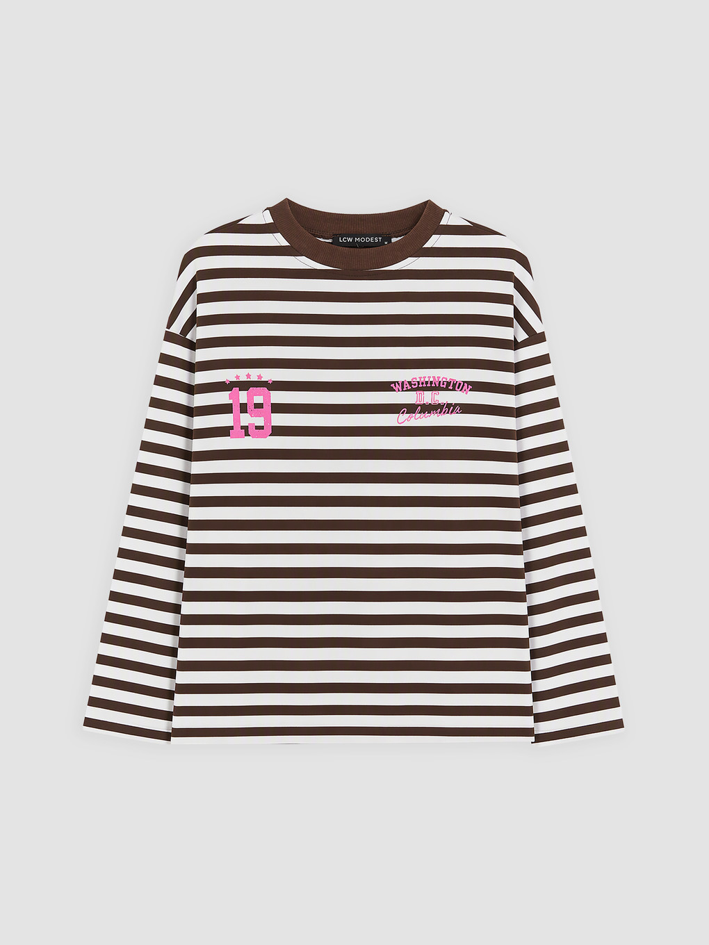 Kahverengi Çizgili Kadın Sweatshirt Tunik