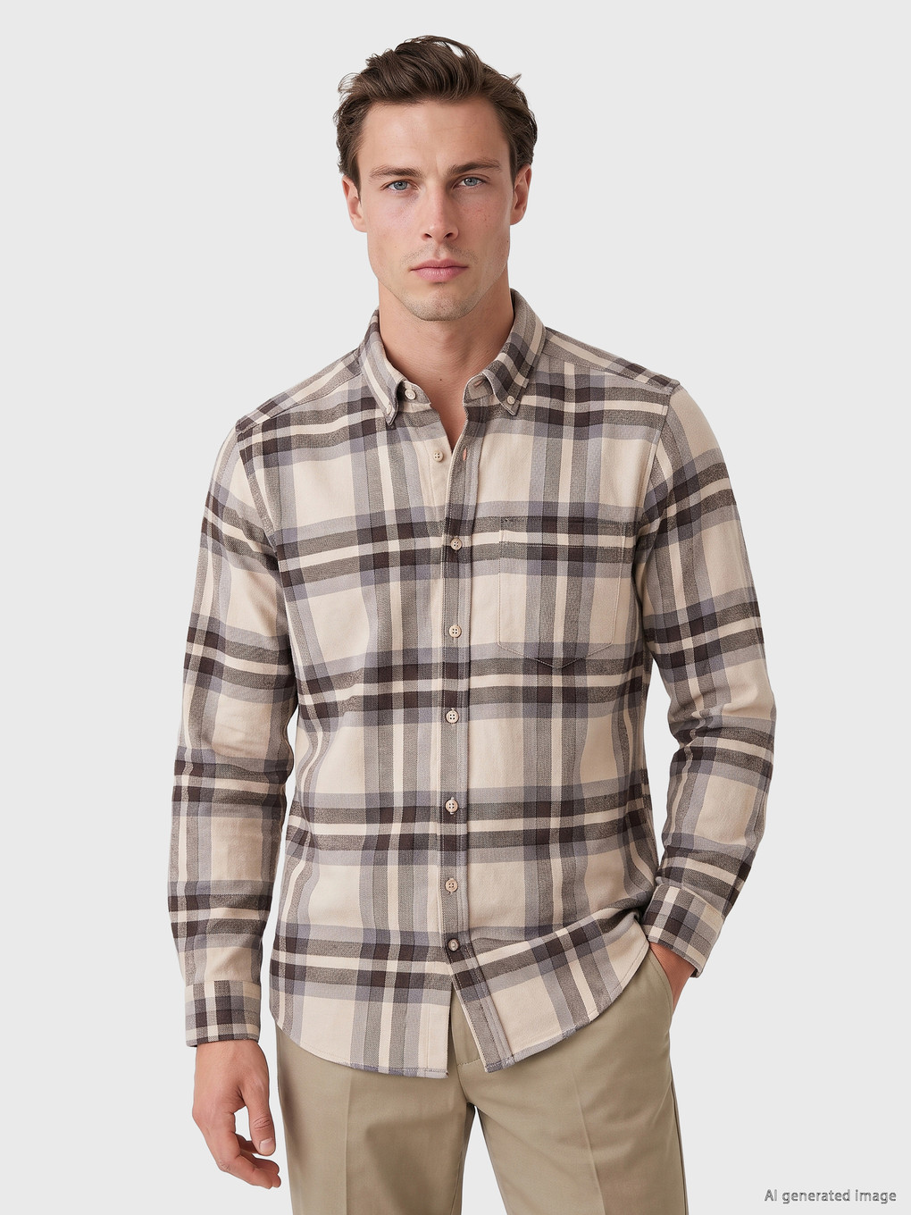 Regular Fit Plaid Gabardine Shirt