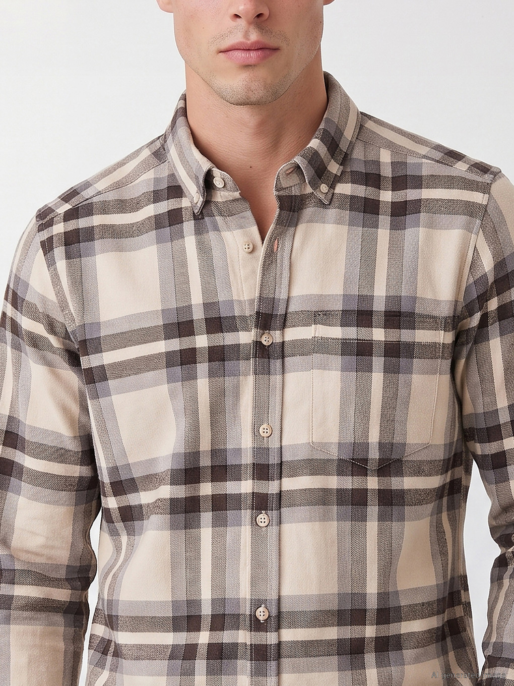 Regular Fit Plaid Gabardine Shirt-2