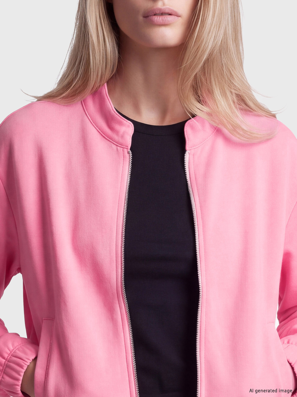 Baseball Collar Thick Zippered Sweatshirt-2