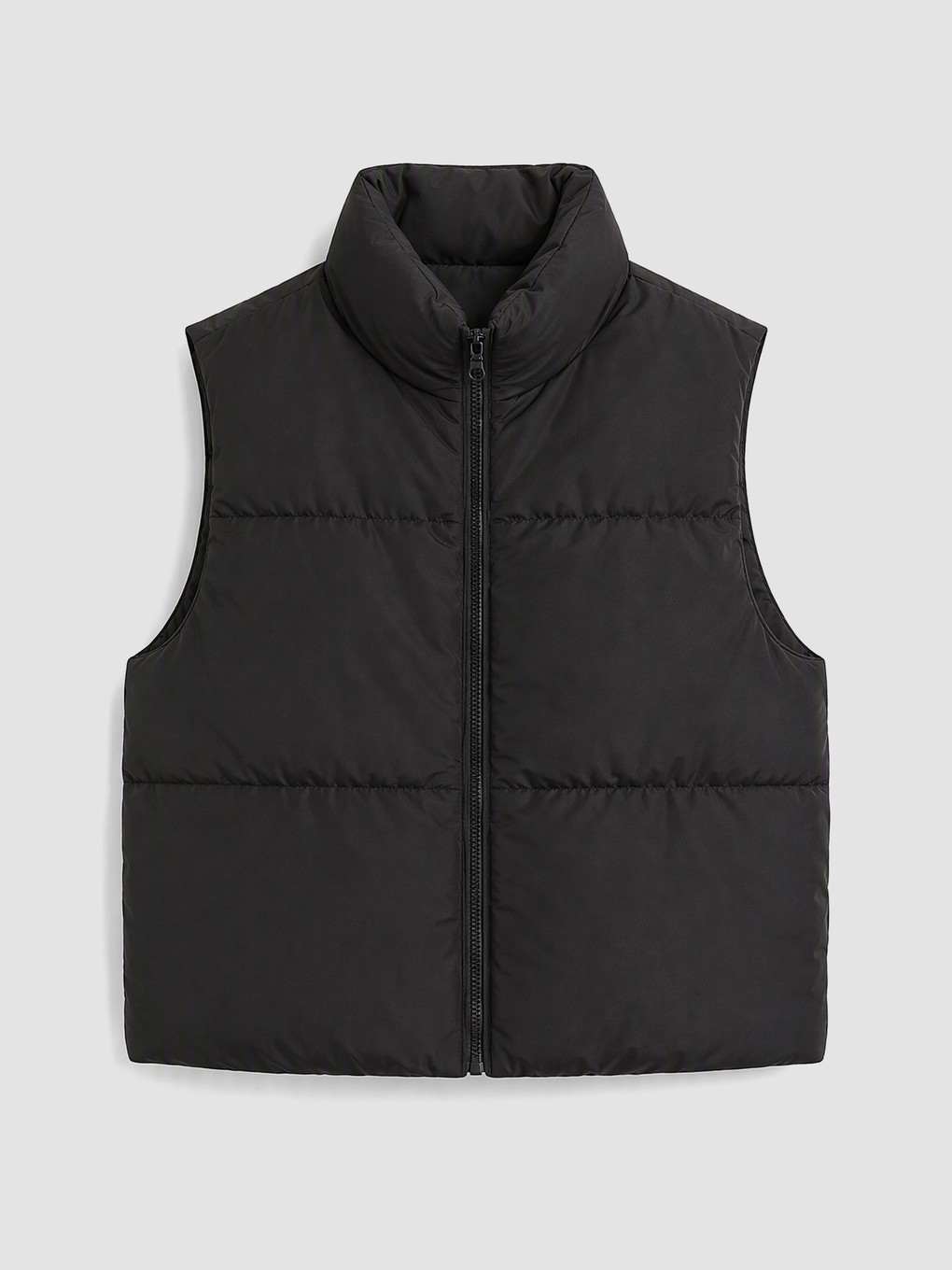 Siyah Dik Yaka Oversize Şişme Yelek
