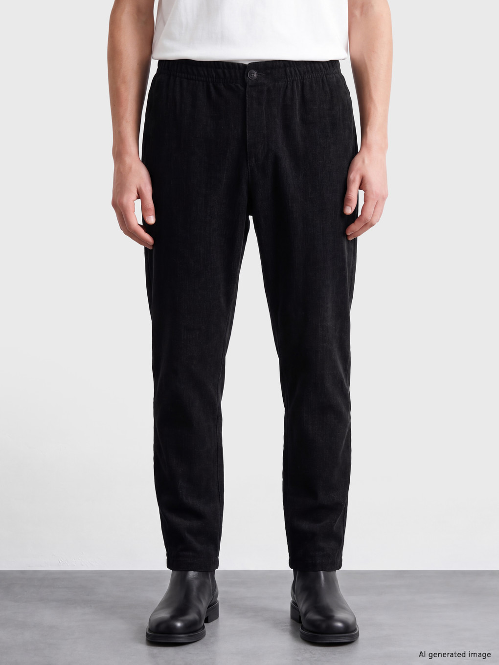 Siyah Beli Lastikli Erkek Pantolon-1