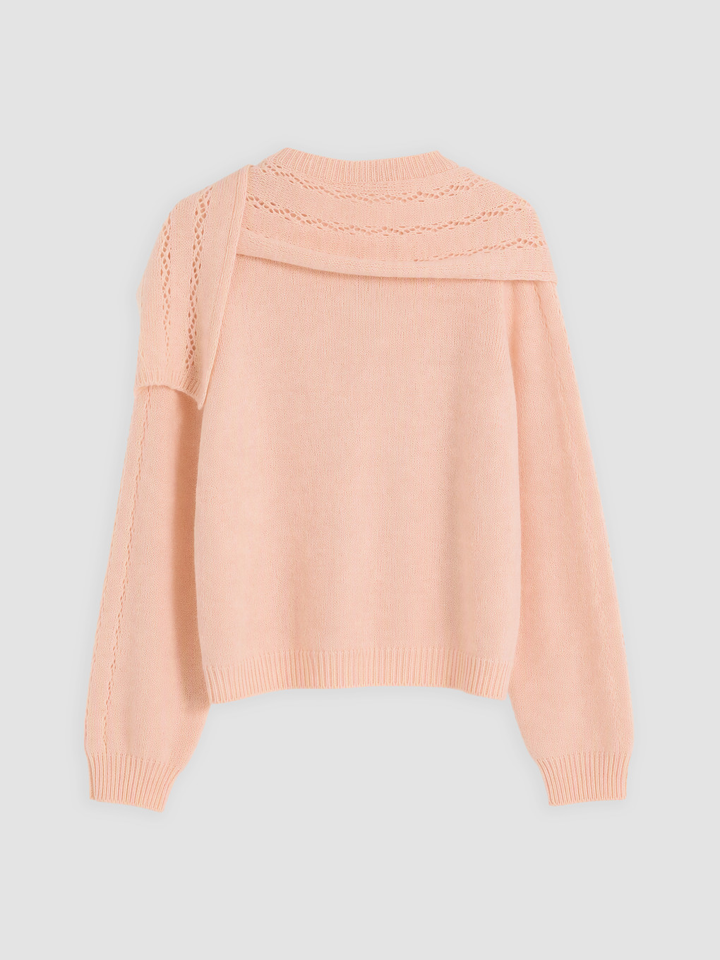 Pembe Bağlamalı Ajurlu Triko Hırka-3