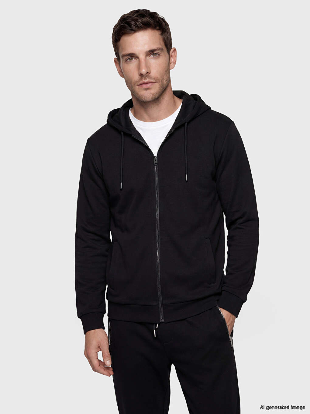 Hooded Long Sleeve Men's Zip-up Sweatshirt