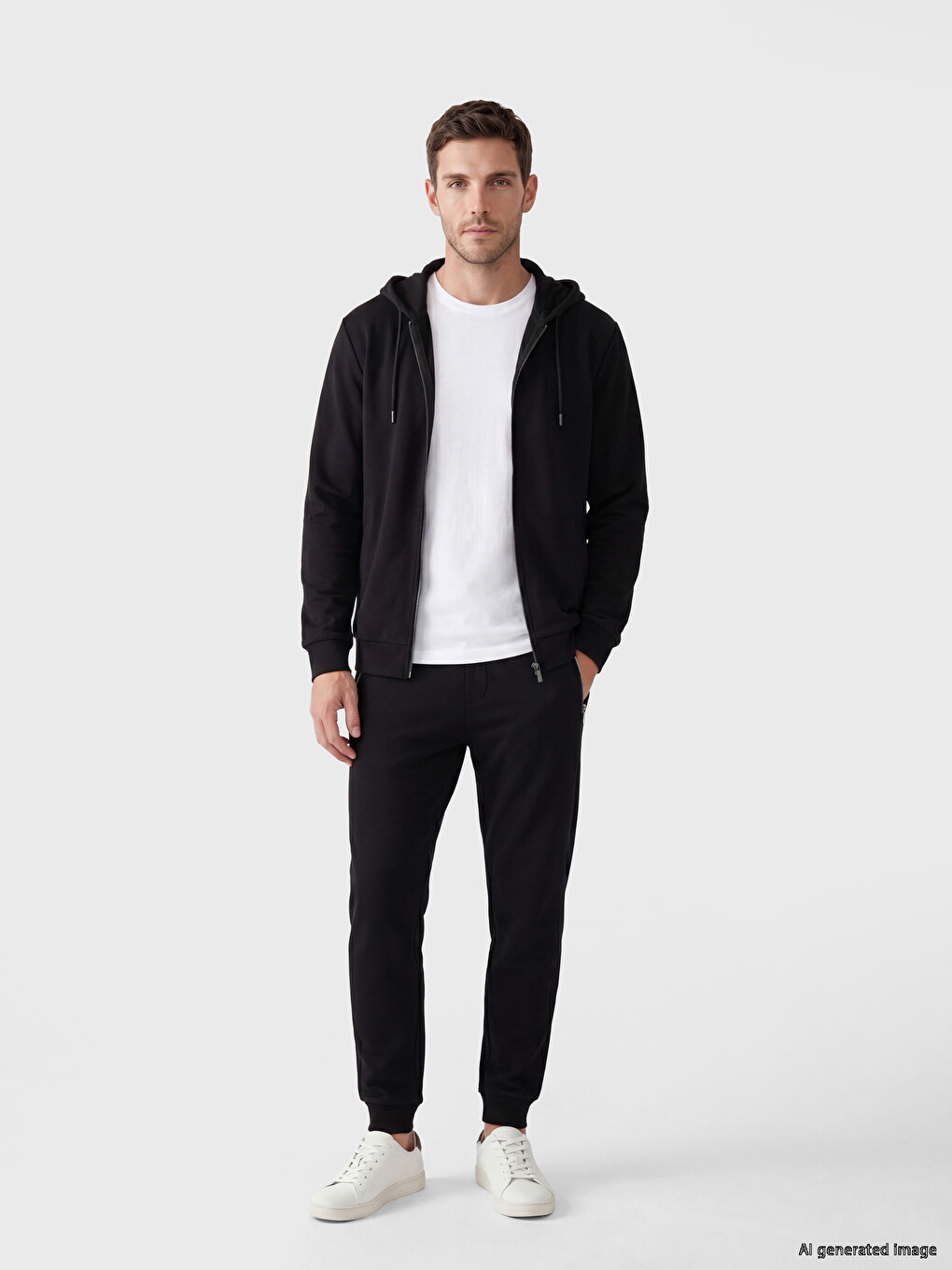 Hooded Long Sleeve Men's Zip-up Sweatshirt-1