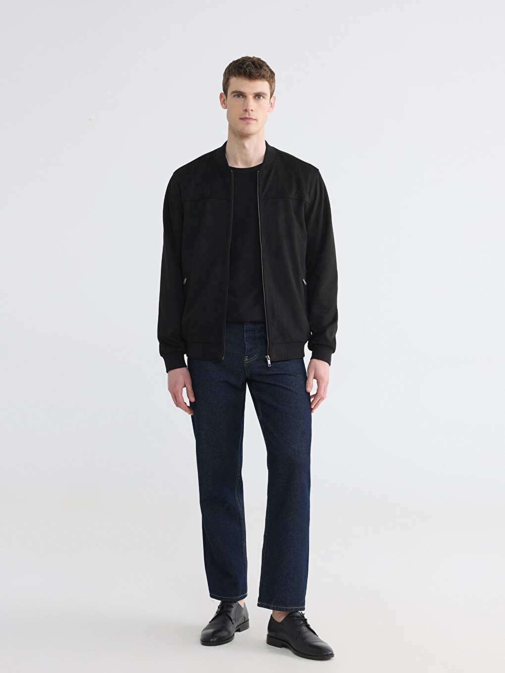Standard Fit College Collar Suede Men's Coat-1