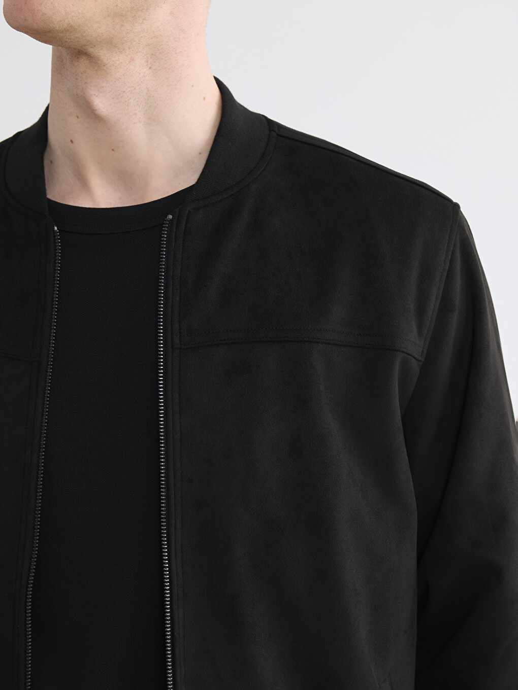 Standard Fit College Collar Suede Men's Coat-2