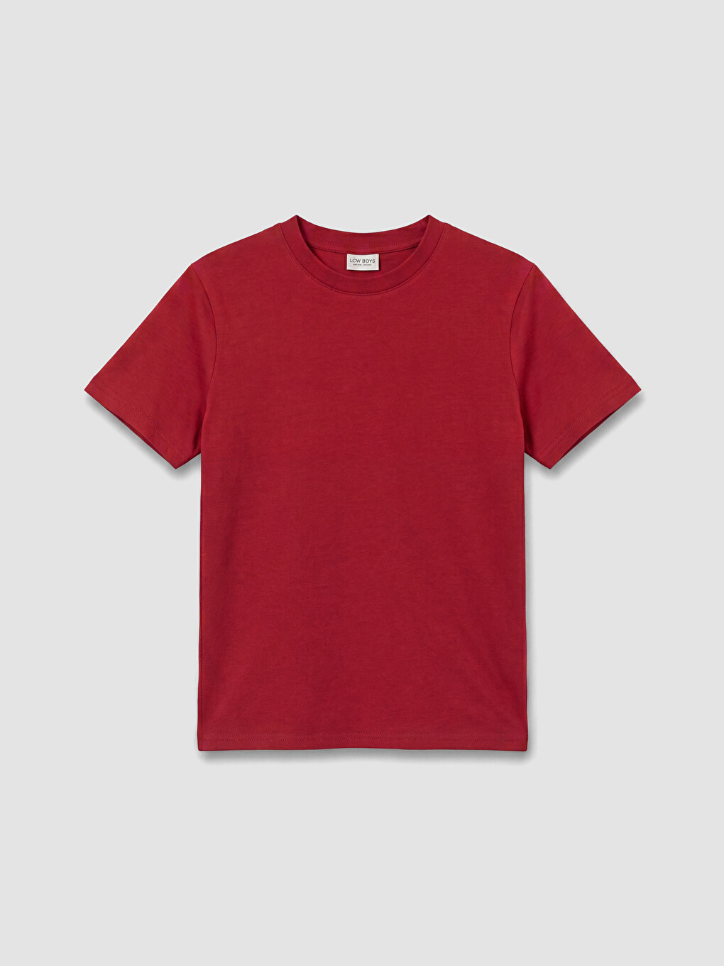 Bordo Bisiklet Yaka Basic Kısa Kollu Erkek Çocuk Tişört-1