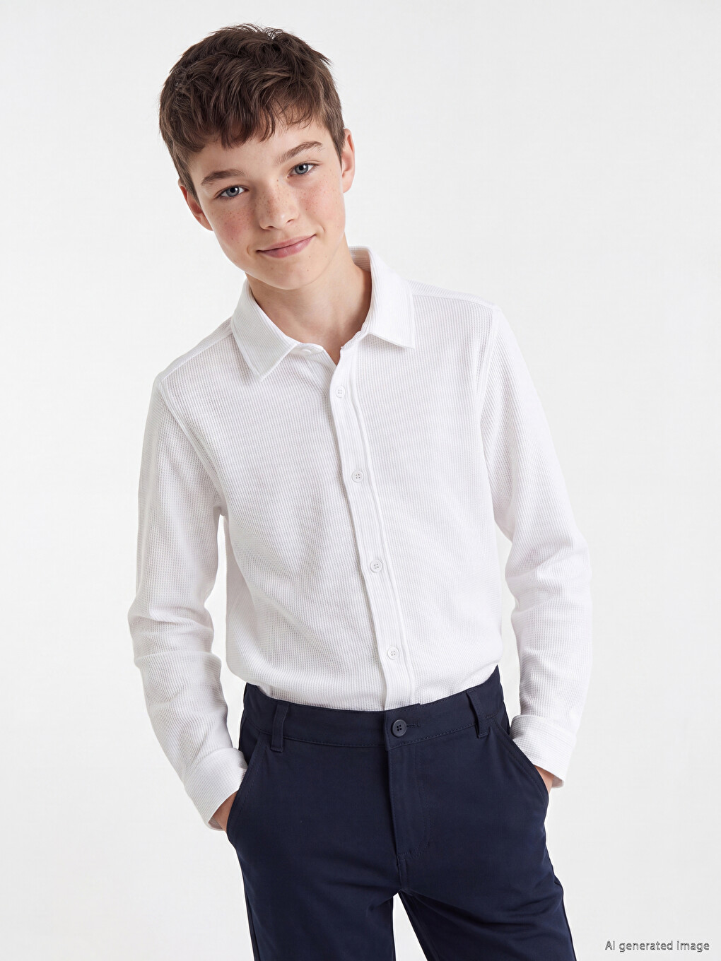Long Sleeve Textured Boys' Shirt