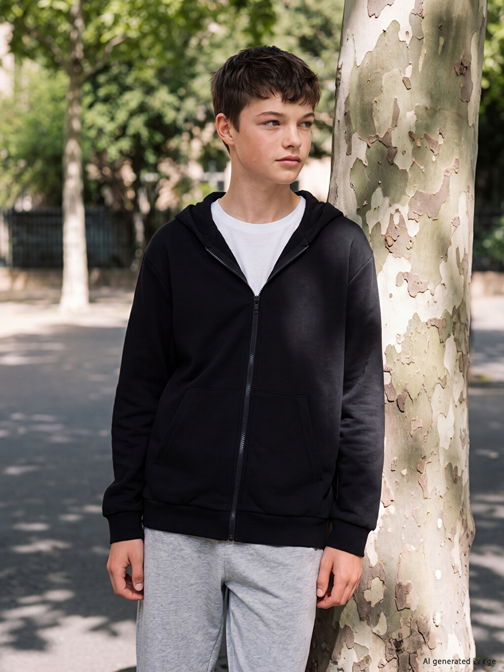 Kapüşonlu Erkek Çocuk Fermuarlı Sweatshirt