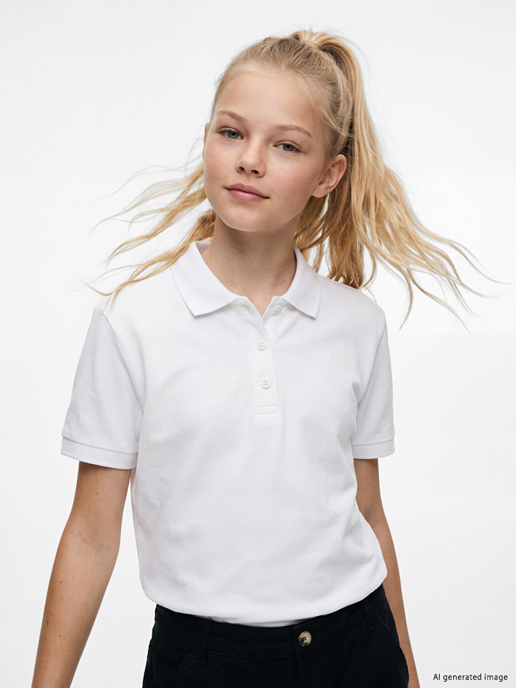 Polo Neck Basic Short Sleeve Girls' T-shirt 2 Pack-1