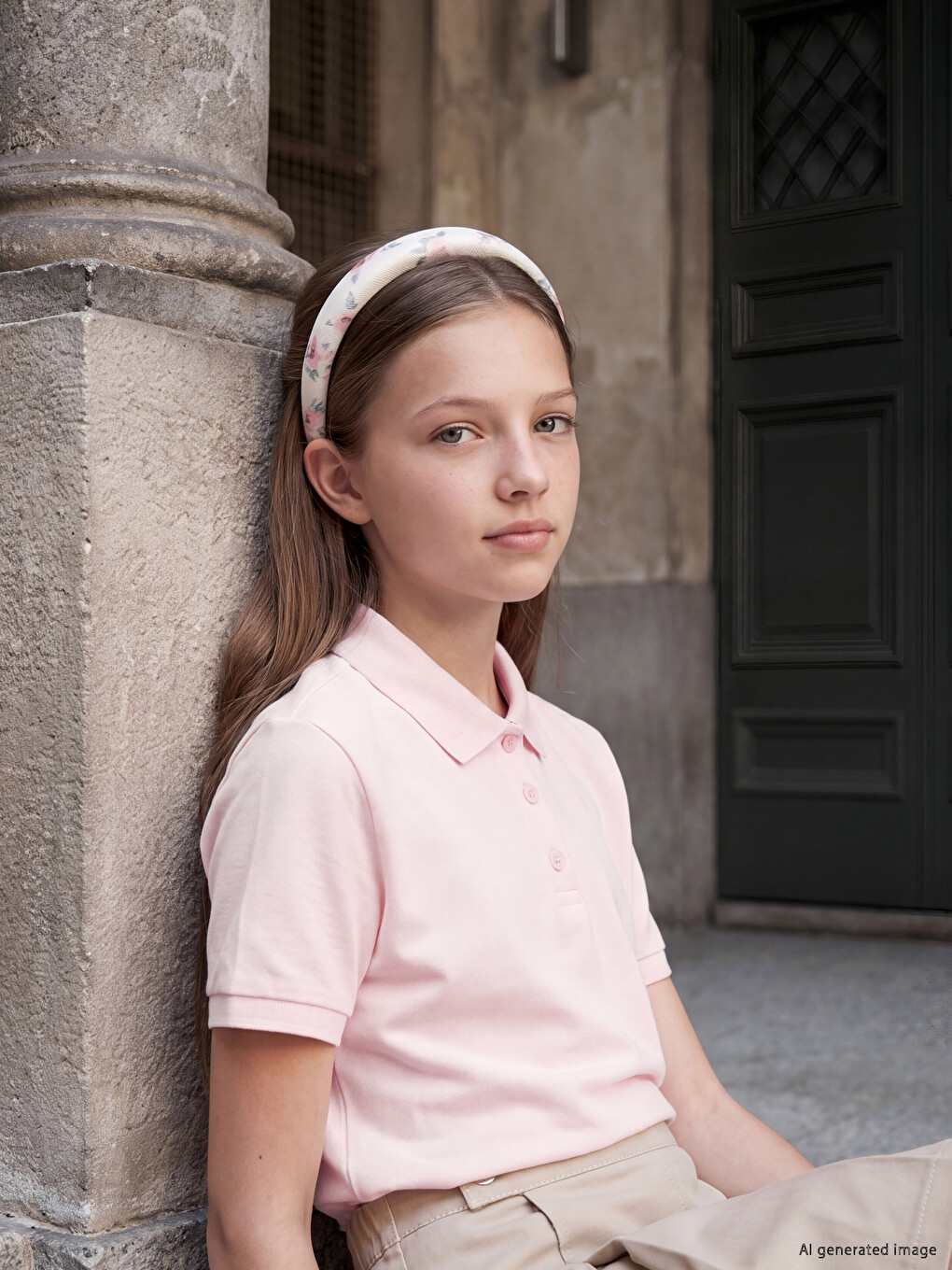 Polo Neck Girls' T-shirt-1