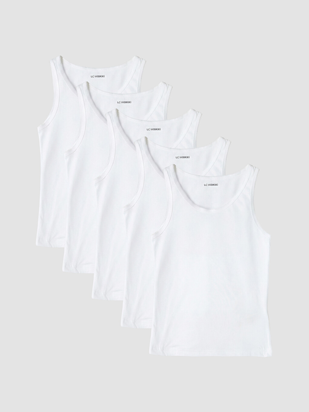 Crew Neck Girls' Vest 5 Pack