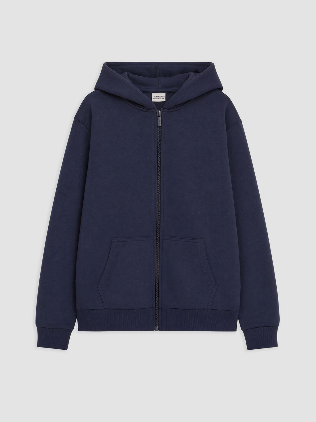 Hooded Basic Long Sleeve Girls' Zippered Sweatshirt-2