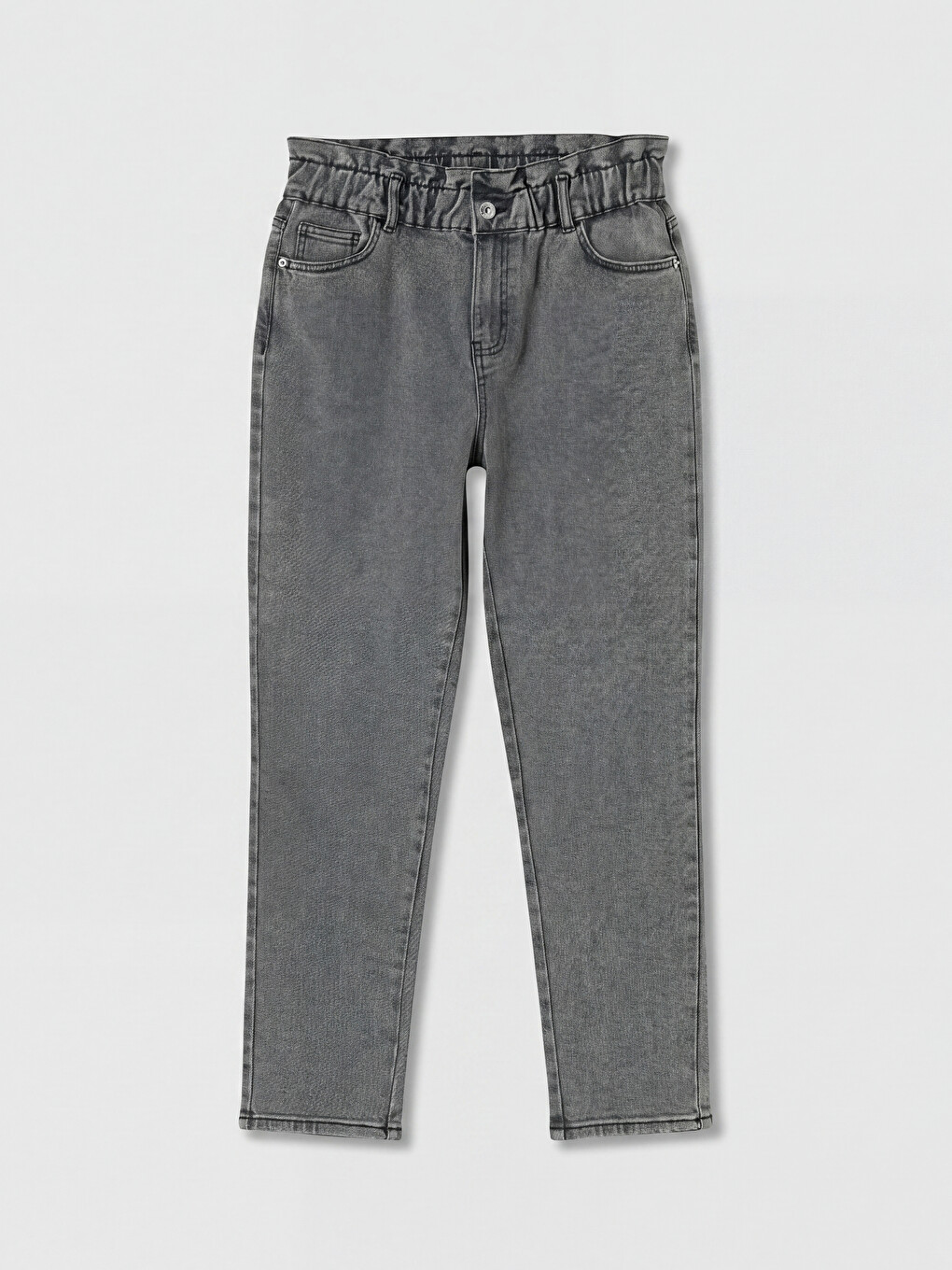 Elastic Waist Paperbag Women's Jeans-4