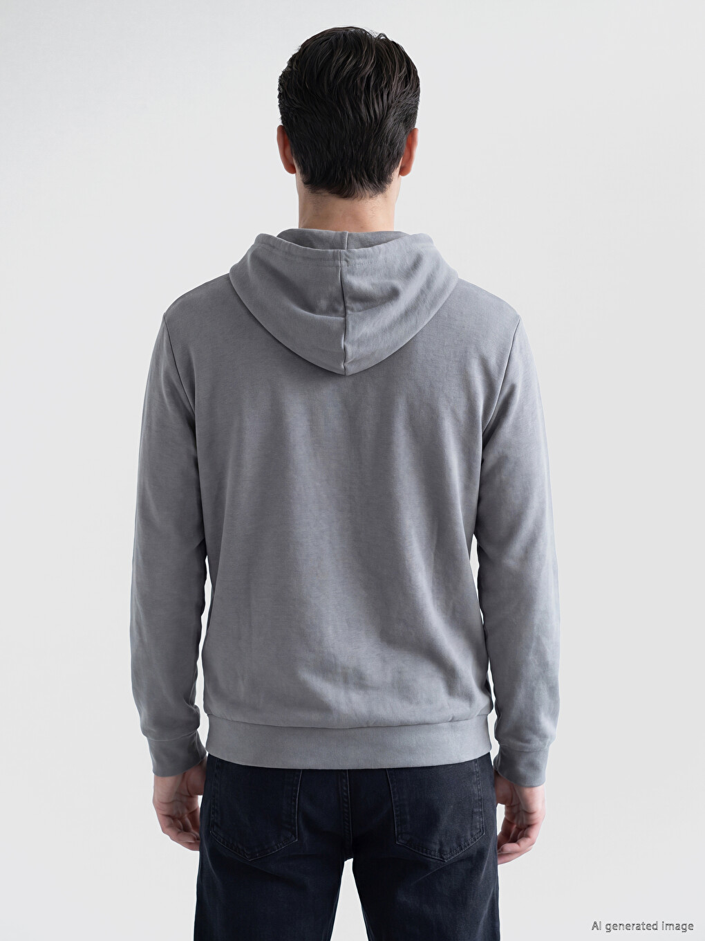 Lacivert Kapüşonlu Erkek Fermuarlı Sweatshirt-2