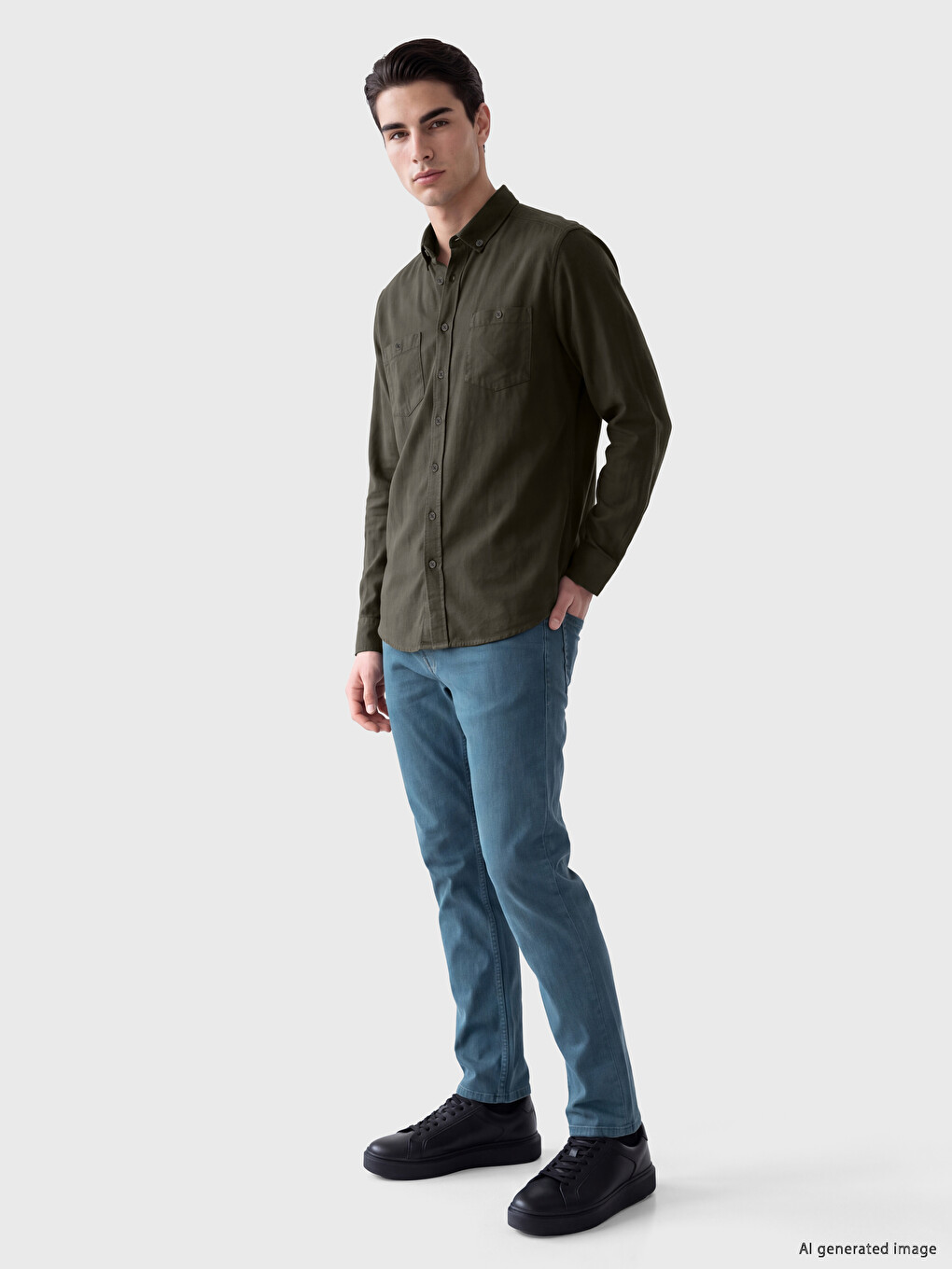 Regular Fit Long Sleeve Gabardine Men's Shirt-1