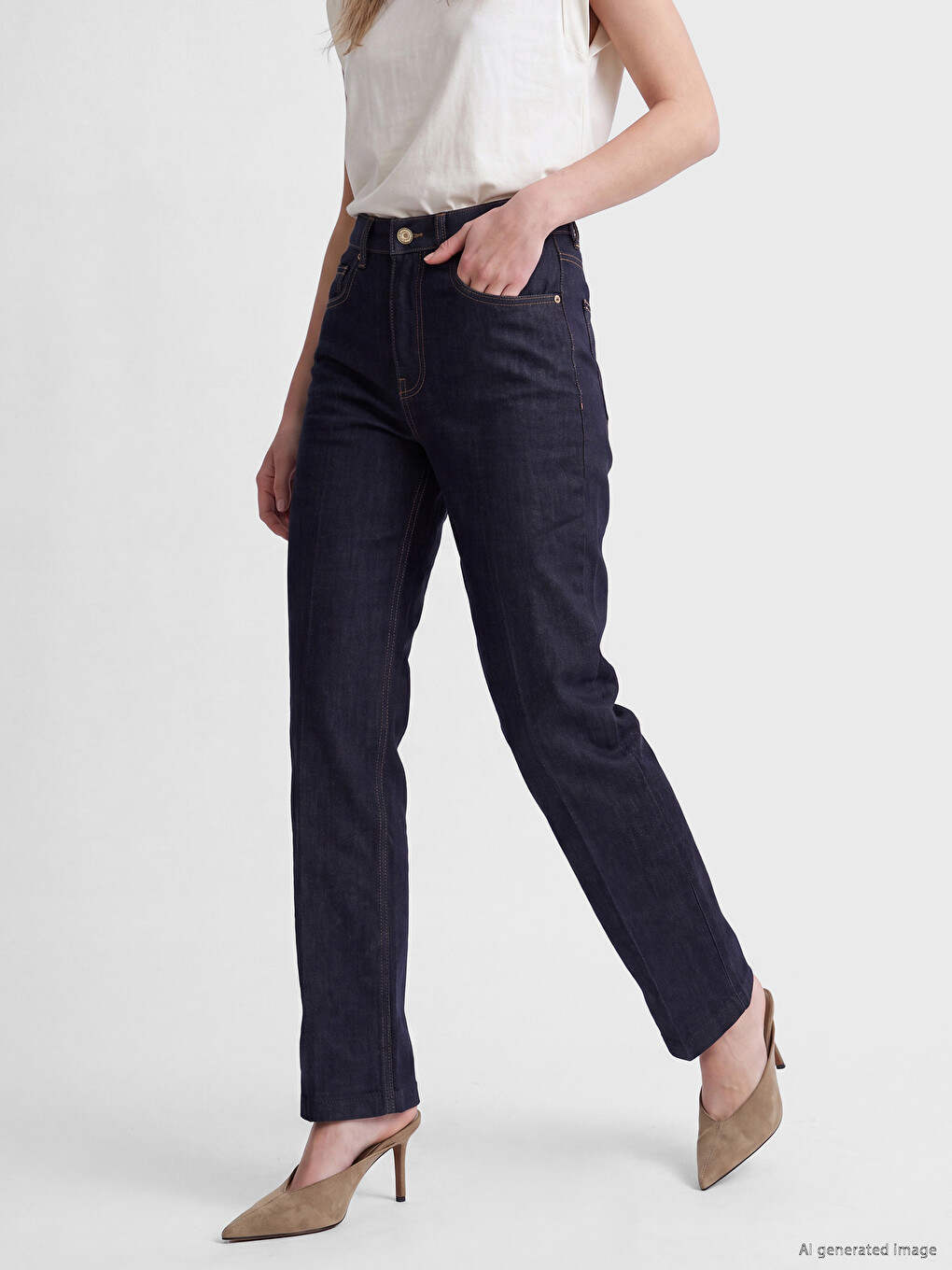 İndigo Flare Kadın Jean Pantolon-1