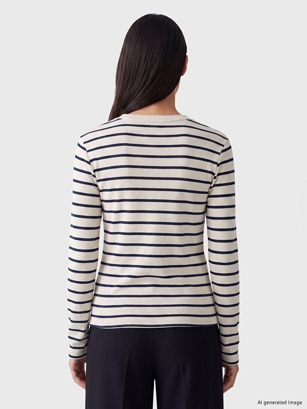 Crew Neck Striped Women's Body-3
