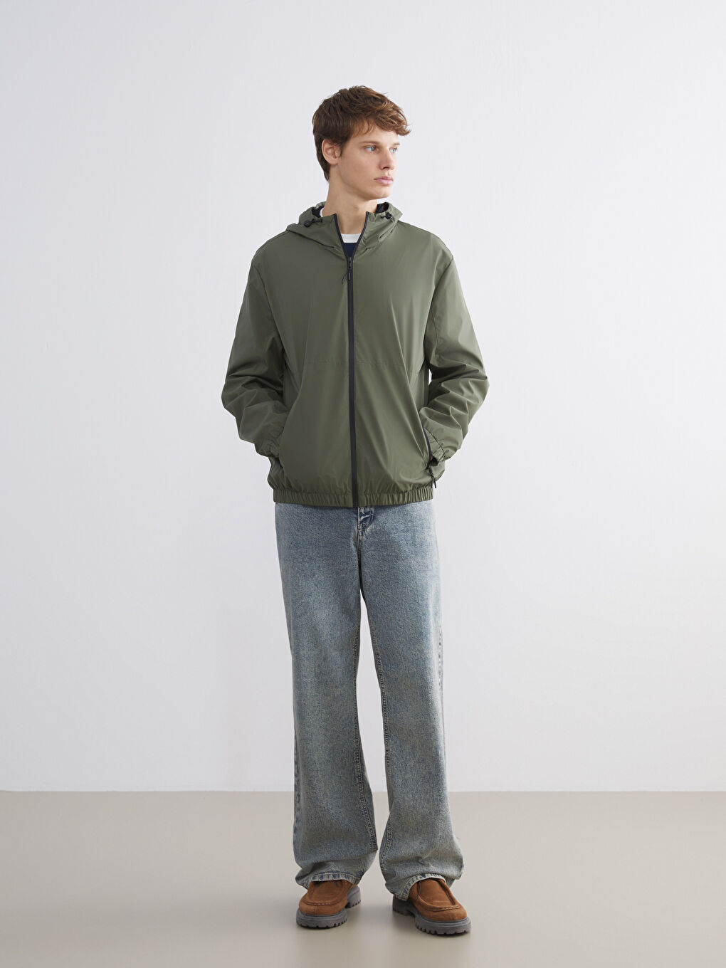 Regular Fit Hooded Men's Raincoat-2