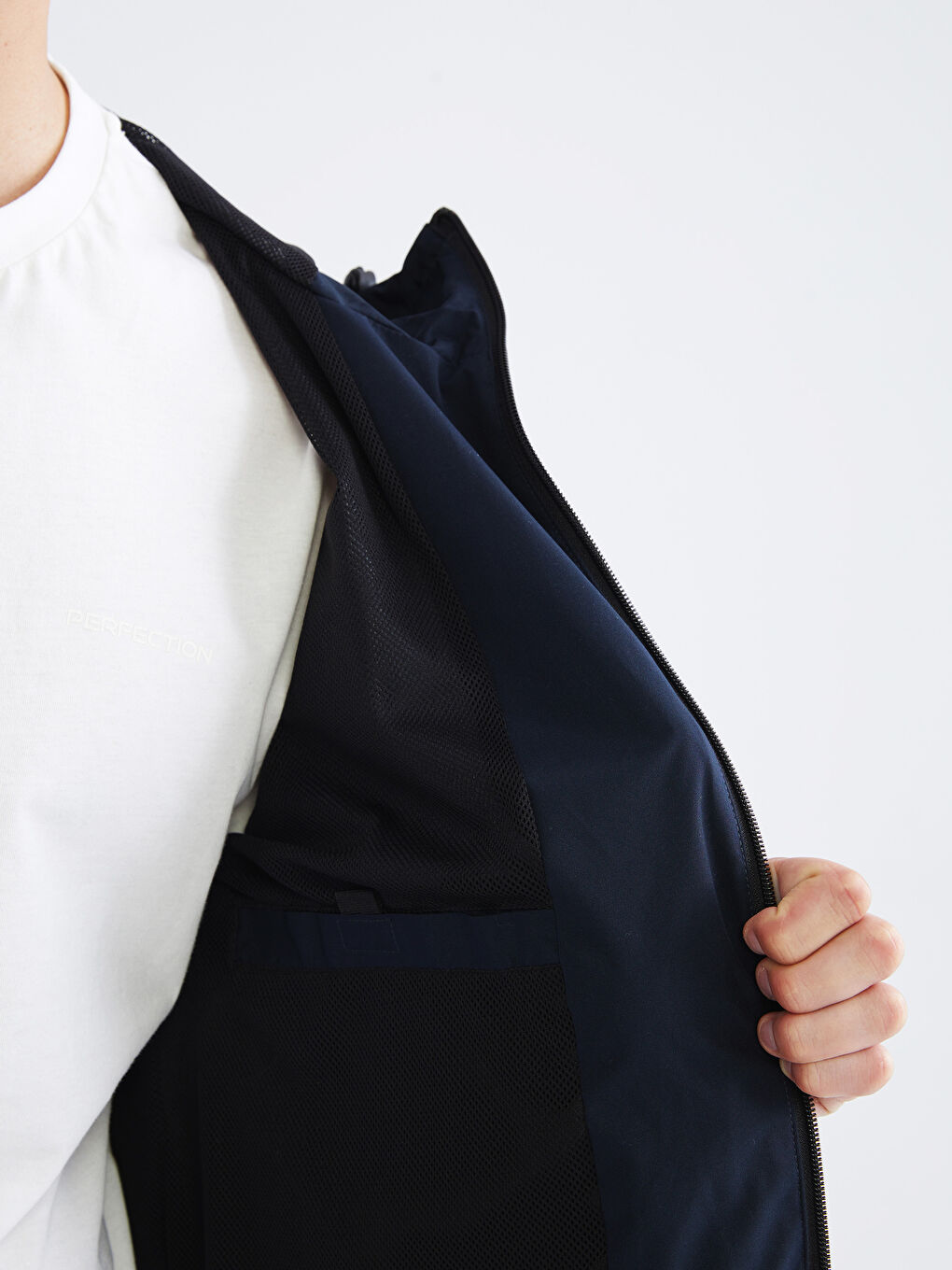 Lacivert Standart Kalıp Kapüşonlu Erkek Yağmurluk-3